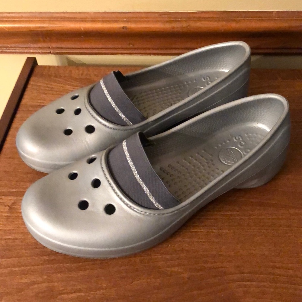 Gray slip on Crocs size 8